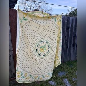 Lemon yellow and Olive Provence Tablecloth